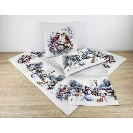 Chenille-Gobelin-Deckenserie Winter in der Eifel Deko