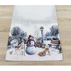 Chenille-Gobelin-Läufer Winter in der Eifel Detailbild