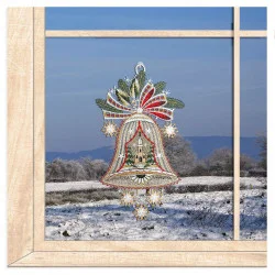 Zartes Fensterbild Glocke mit Kirche