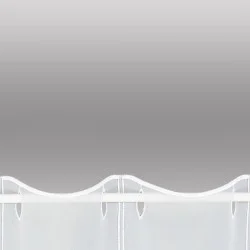 Stickerei-Raffgardine Bergwiese mit Gräserstickerei in Weiß-Hellgrün Stangendurchzug