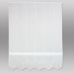 Stickerei-Raffgardine Bergwiese mit Gräserstickerei in Weiß-Hellgrün