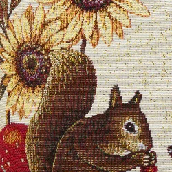 Herbstlicher Gobelin-Kissenbezug Igelfreundschaft Detailbild