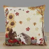 Herbstlicher Gobelin-Kissenbezug Igelfreundschaft in 45x45 cm
