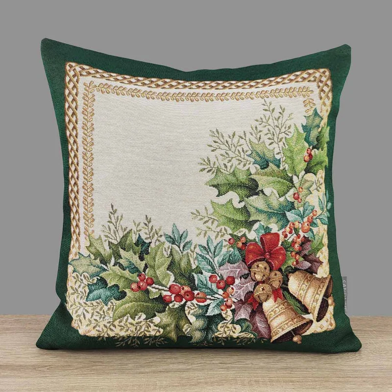 Festlicher Gobelin-Kissenbezug Glockenpaar 45x45 cm