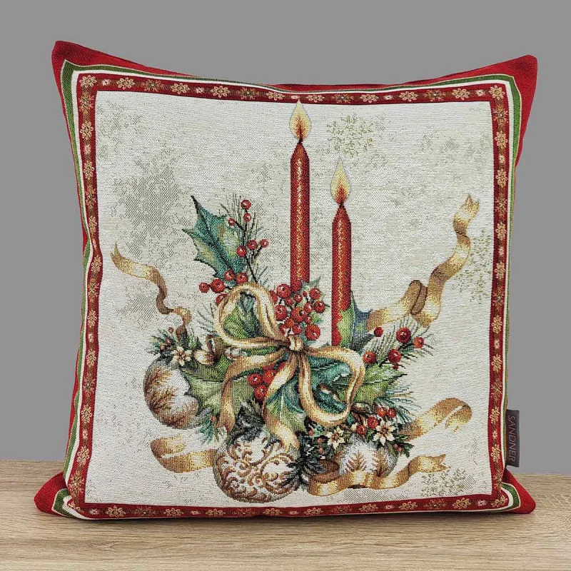 Weihnachtlicher Gobelin-Kissenbezug Lichterzauber 45x45 cm