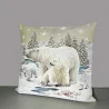 Winterlicher Gobelin-Kissenbezug Eisbärenfamilie 45x45 cm