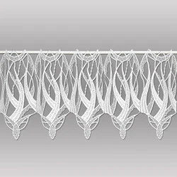 Elegante weiße Plauener Luft-Spitzengardine Kayla 35 cm hoch