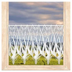 Elegante weiße Plauener Luft-Spitzengardine Kayla 50 cm hoch