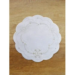 Festliche Weihnachtsdecke Schneekristall in beige-gold in 3 Größen