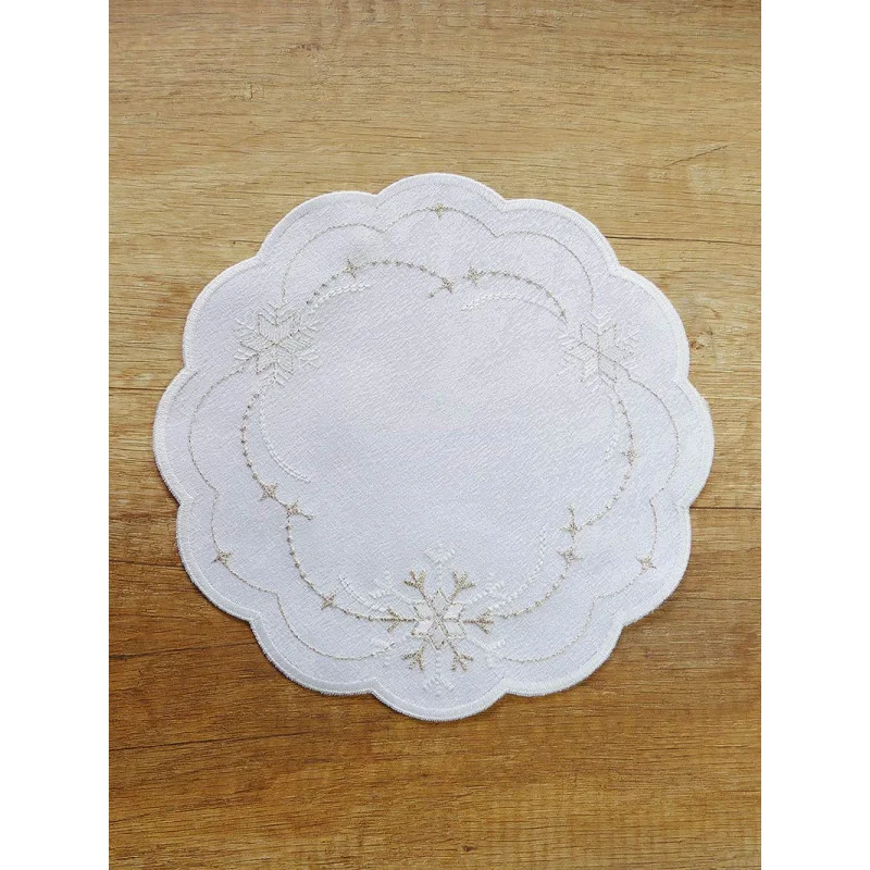 Festliche Weihnachtsdecke Schneekristall in beige-gold in 3 Größen