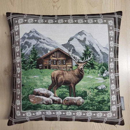 Ländlicher Gobelin Kissenbezug Oberammergau 45x45 cm