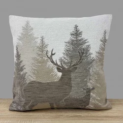 Weiche Chenille Gobelin-Kissenhülle Johann in creme-beige