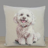 Edle Kissenhülle mit weißem Bichon Frisé Motiv aus feinem Gobelin-Gewebe. Strapazierfähig, pflegeleicht und farbecht – die perfekte Geschenk-Idee für Sammler nd Hundeliebhaber.