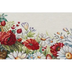 Gobelin-Deckenserie Mohnkorb: Hochwertige Mitteldecke, Läufer & Platzset - Edle Geschenk-Idee - Strapazierfähige Tischwäsche