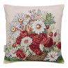 Gobelin-Kissen „Mohnkorb“: Roter Mohn & Margeriten beidseitig gewebt. Stabiles, langlebiges Material. Edles Dekokissen & Geschenk-Idee im Landhausstil.