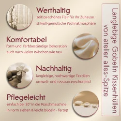 Gobelin-Kissenbezug Mohnkorb | Hochwertige Kissenhülle mit Blumenmotiv beidseitig | Strapazierfähiges Sofakissen in 2 Größen