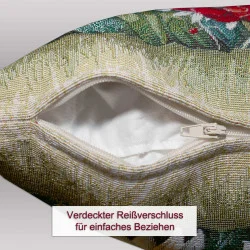 Unterseite des Gobelin-Kissen Mohnkorb mit eingenähtem Reißverschluss