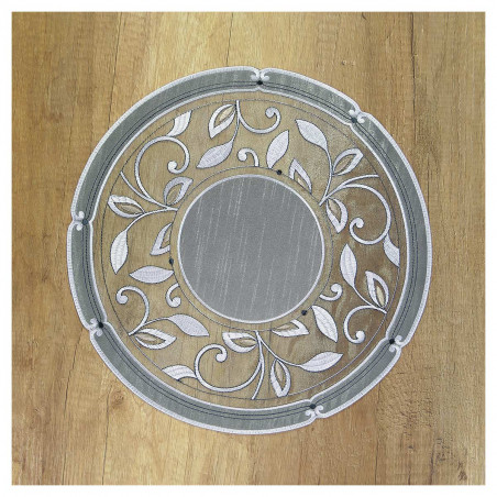 runde Tischdecke Viktoria in grau auf einem Holztisch