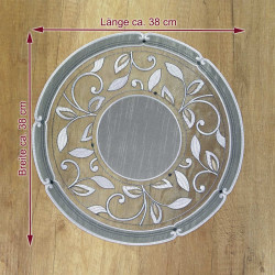 runde Tischdecke Viktoria in grau auf einem Holztisch mit Massangaben