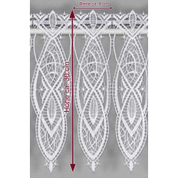 Plauener Spitzengardine Sophia in Weiß | Edle Scheibengardine 30 cm hoch | Kurzgardine Made in Germany aus Luftspitze