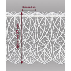 Moderne Spitzengardine Cloe in 27 cm Höhe Detailbild mit Massangaben