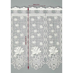 Plauener Spitzengardine Catarine in Natur | Edle Scheibengardine 45 & 55 cm hoch | Kurzgardine Made in Germany