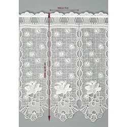 Plauener Spitzengardine Catarine in Natur | Edle Scheibengardine 45 & 55 cm hoch | Kurzgardine Made in Germany