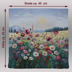 Die Kissenhülle Flora mit Massangaben.