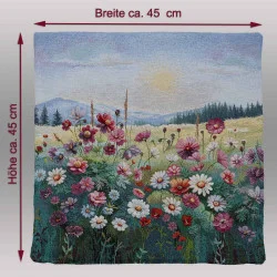 Die Kissenhülle Flora mit Massangaben.