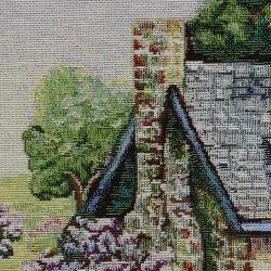 Gobelin-Kissenhülle Cottage 45x45 cm | Englisches Landhaus-Motiv beidseitig | Hochwertiger Kissenbezug & Dekokissen | Zierkissen