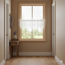 Plauener Spitzengardine Linda in Weiß | Moderne Kurzgardine 14 & 27 cm hoch | Edle Luftspitze Made in Germany