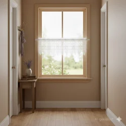 Plauener Spitzengardine Linda in Weiß | Moderne Kurzgardine 14 & 27 cm hoch | Edle Luftspitze Made in Germany