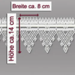 Plauener Spitzengardine Linda in Weiß | Moderne Kurzgardine 14 & 27 cm hoch | Edle Luftspitze Made in Germany
