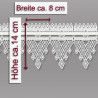 Maße der Plauener Spitze Scheibengardine: Höhe ca. 14 cm und Breite ca. 8 cm pro Segment.