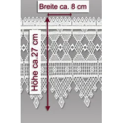 Plauener Spitzengardine Linda in Weiß | Moderne Kurzgardine 14 & 27 cm hoch | Edle Luftspitze Made in Germany
