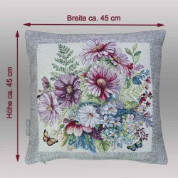 Das quadratische Kissen Schmuckkörbchen ist hier mit den Massangaben zu sehen.