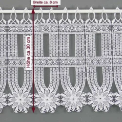 Diese große Gardine Elise ist ein Klassiker der Textilkunst und wurde hier mit Massen abgebildet.