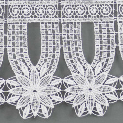 Plauener Spitzengardine Elise in Weiß | Edle Scheibengardine in 23, 30 & 40 cm Höhe | Kurzgardine aus Luftspitze