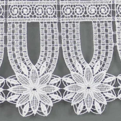 Plauener Spitzengardine Elise in Weiß | Edle Scheibengardine in 23, 30 & 40 cm Höhe | Kurzgardine aus Luftspitze