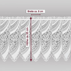 Moderne Plauener Spitzengardine Malu in 35 cm Höhe in cremeweiß mit Massangeben.