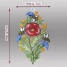 Plauener Spitze Fensterbild Mohnblume mit Bienen | Bunte Fensterdekoration & Spitzenbild | Luftspitze | Made in Germany