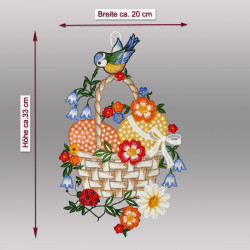 Fensterbild Eierkorb mit Blaumeise mit Massangaben