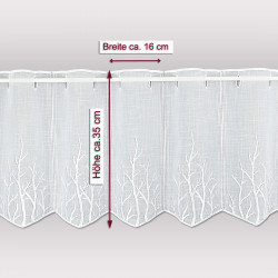 Modern bestickte Bistrogardine Alina 35 cm hoch mit Massangeben.