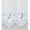 Plauener Spitze Scheibengardine Am Meer blickdicht – Maritime Stickerei Kurzgardine Blau-Weiß, Höhe 30/45/55 cm