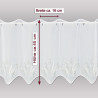 Maßskizze für Kurzgardine: Höhe ca. 45 cm, Breite pro Segment ca. 16 cm, hochwertige Plauener Spitze.