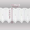 Maßgrafik für Plauener Spitze Scheibengardine: Höhe ca. 30 cm, Breite pro Segment ca. 16 cm, Weiß.