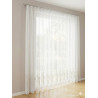 Halbtransparenter weißer Store mit eleganter Kringel-Stickerei am Saum, Maßanfertigung aus Plauener Spitze für Fenster.