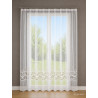 Halbtransparente Gardine Alexandra in Weiß-Taupe, feine Plauener Bogenspitze mit Wellen-Muster für exklusive Fensterdeko.