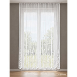 Weißer Store Raja mit eleganter Bogen-Stickerei am Saum, transparenter Sichtschutz für ein helles Wohnambiente.