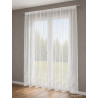Halbtransparente weiße Gardine mit floraler Stickerei am Saum, hochwertige Plauener Spitze für Fensterdekoration.